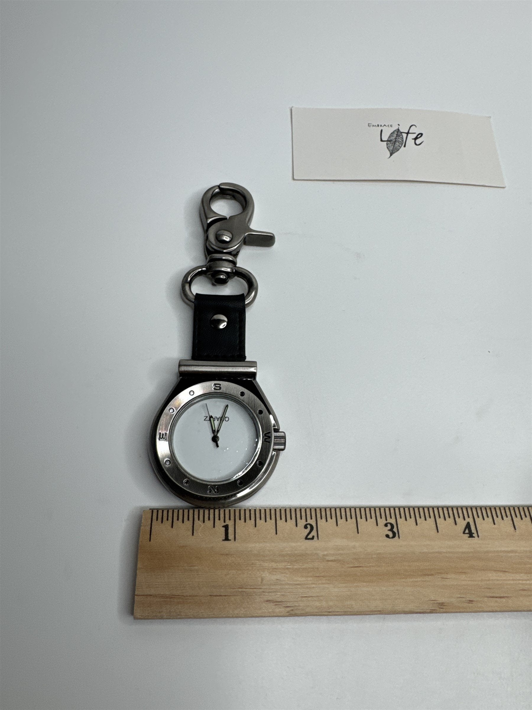 Embrace Life Clip On Metal Fashion Timepiece Pocket Watch Quartz Movement NOS