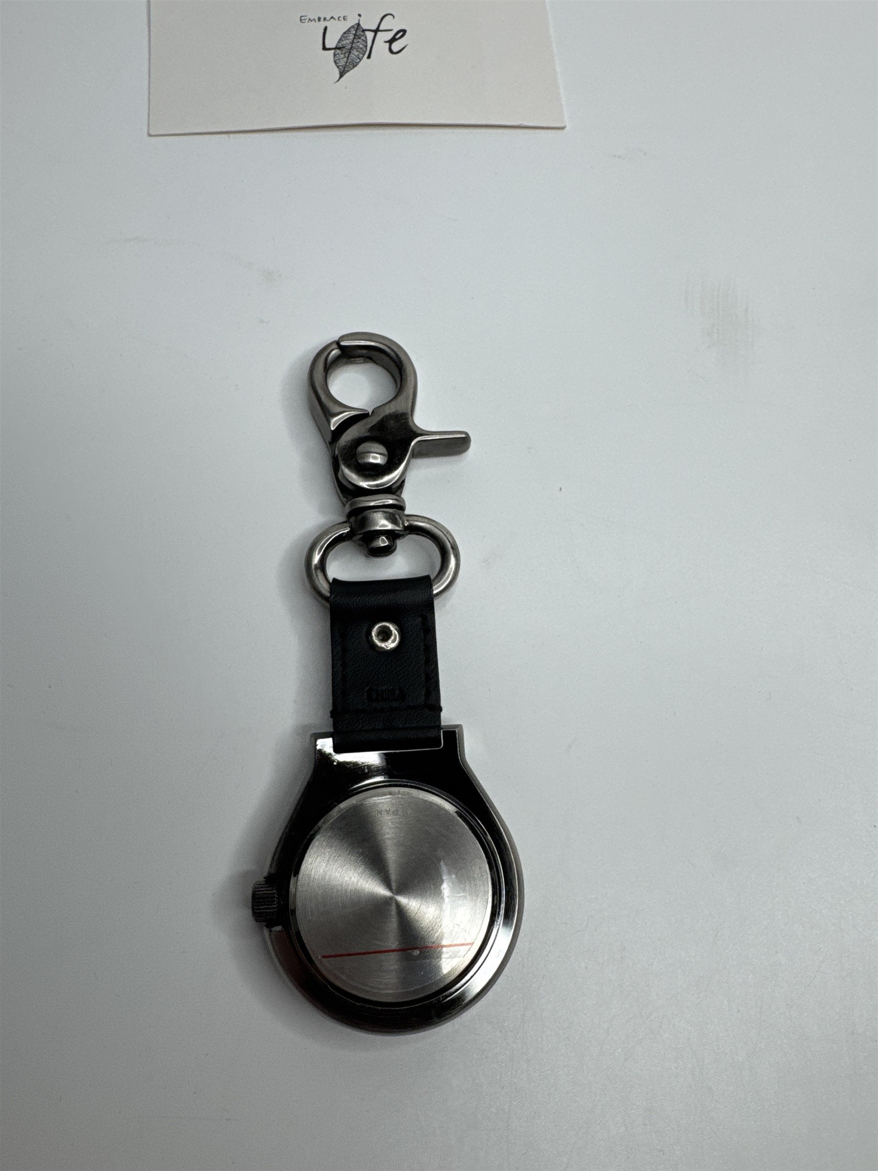 Embrace Life Clip On Metal Fashion Timepiece Pocket Watch Quartz Movement NOS