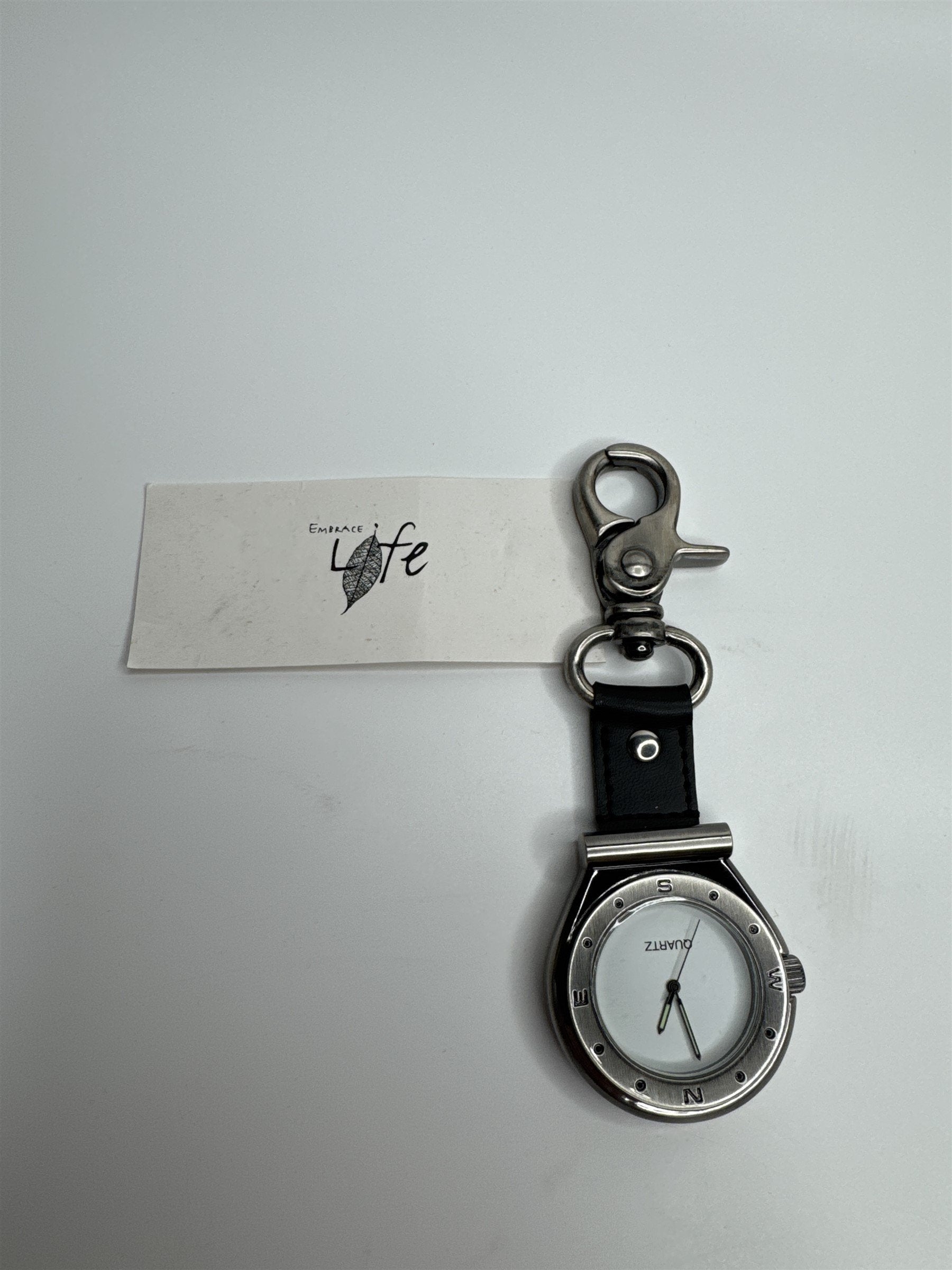 Embrace Life Clip On Metal Fashion Timepiece Pocket Watch Quartz Movement NOS