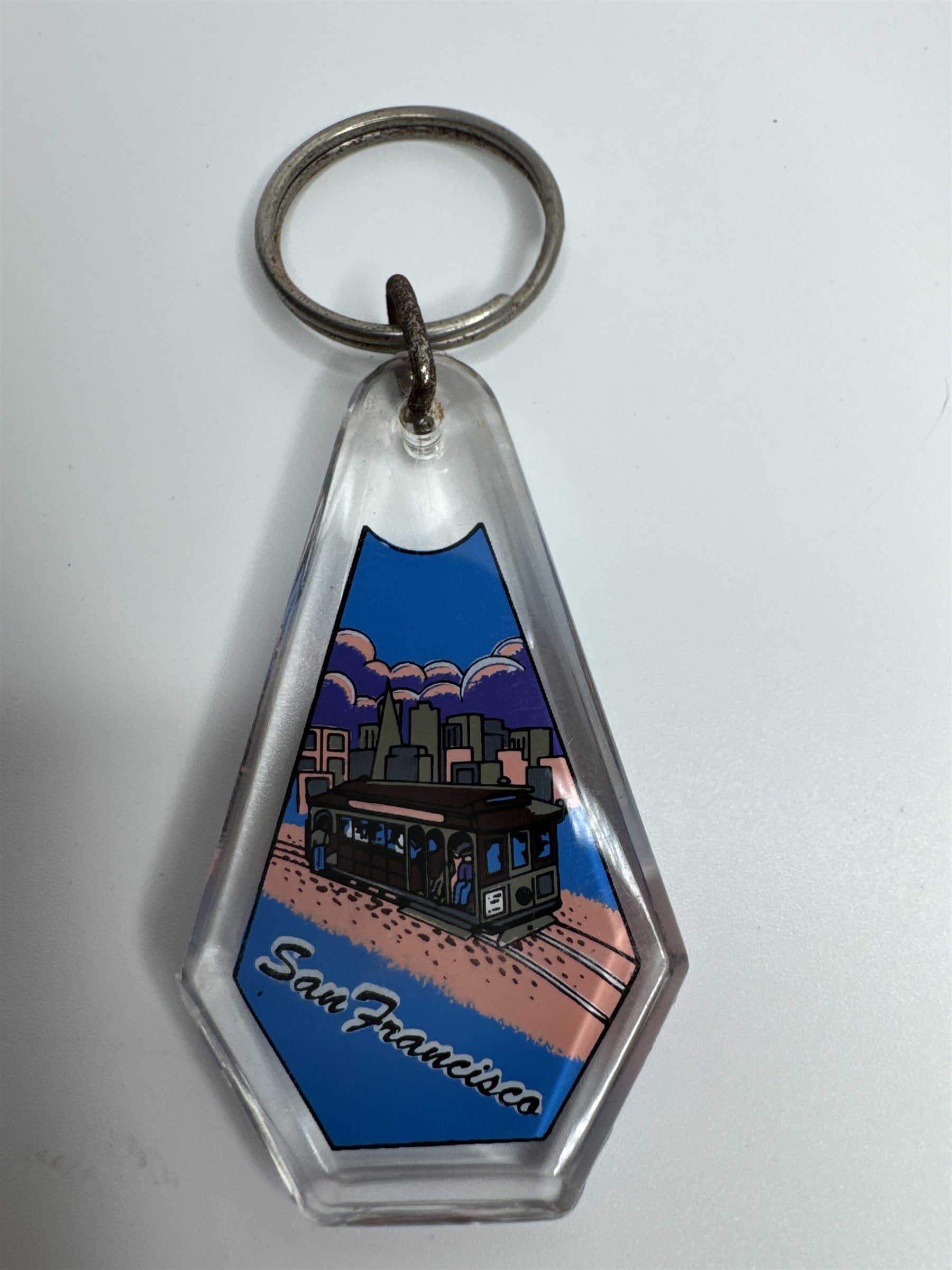 Vintage San Francisco California USA Souvenir Enamel Metal Keychain Keytag *Rust