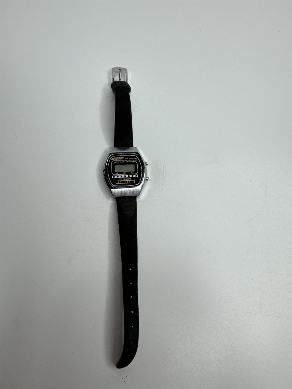 Vintage Nelsonic Calendar LCD Quartz Watch Hong Kong Wristwatch