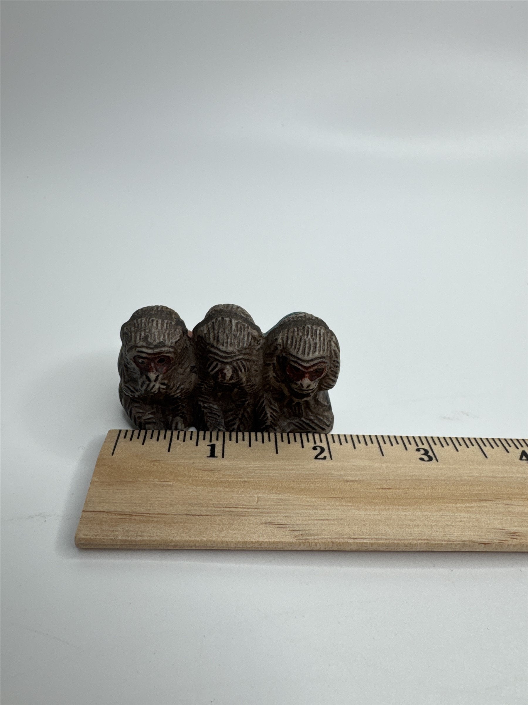 Vtg Miniature Wise Monkeys Speak No Evil See No Evil Hear No Evil Figurine JAPAN