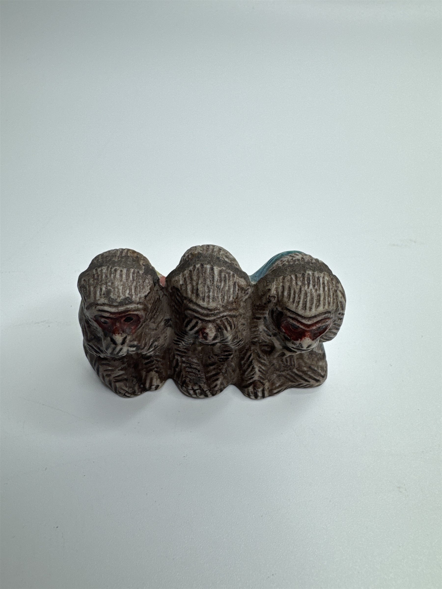 Vtg Miniature Wise Monkeys Speak No Evil See No Evil Hear No Evil Figurine JAPAN