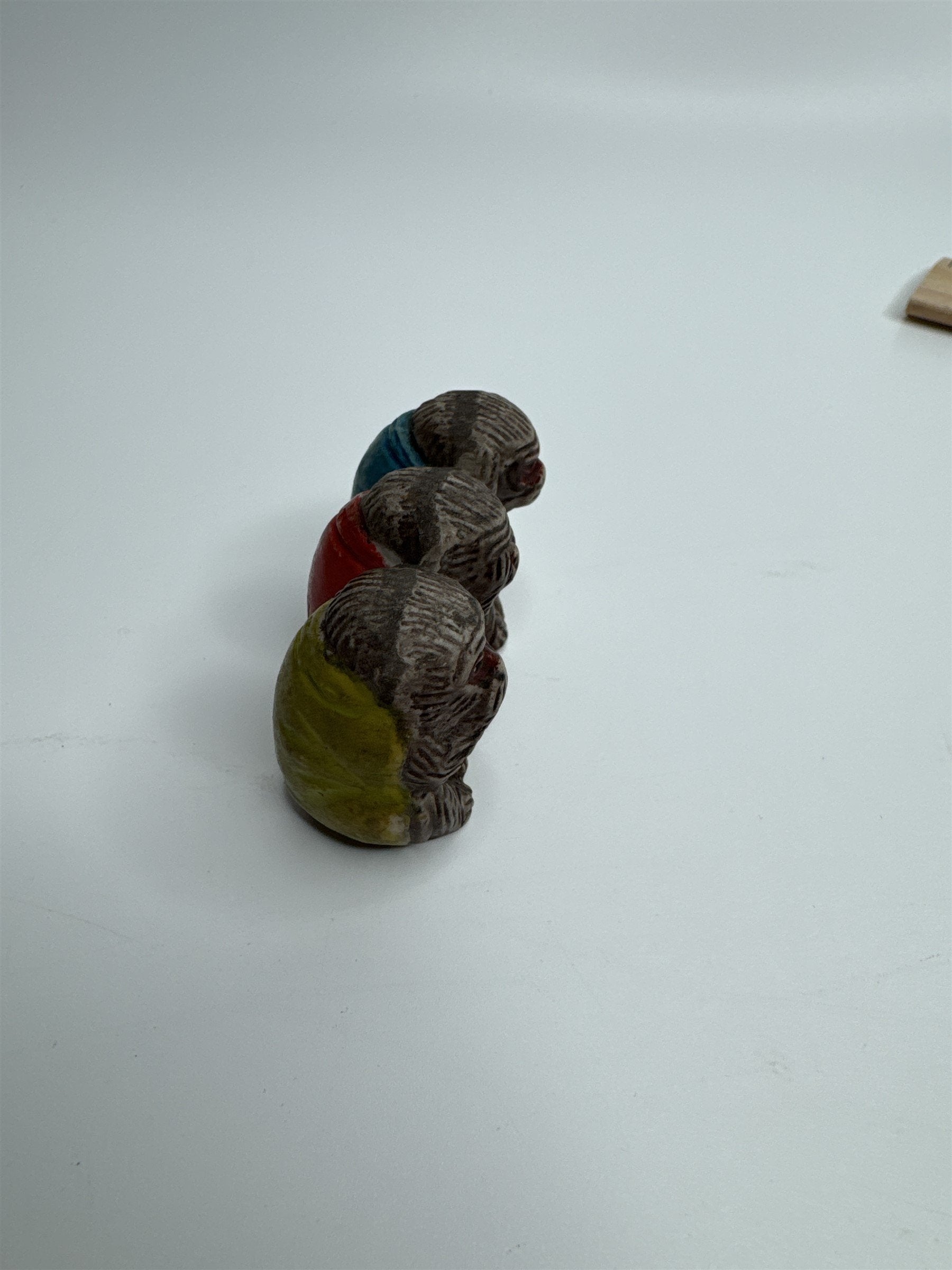 Vtg Miniature Wise Monkeys Speak No Evil See No Evil Hear No Evil Figurine JAPAN