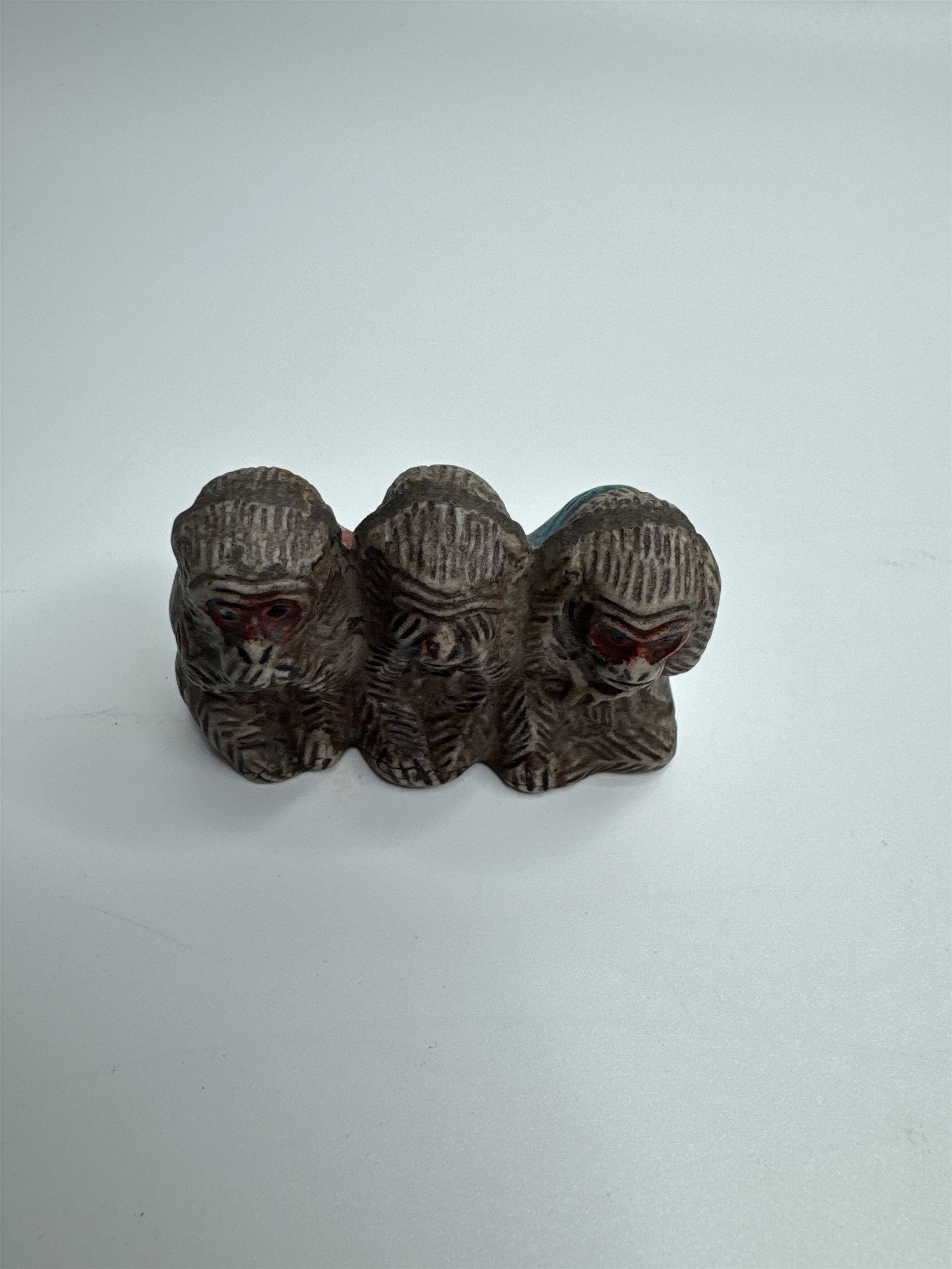 Vtg Miniature Wise Monkeys Speak No Evil See No Evil Hear No Evil Figurine JAPAN