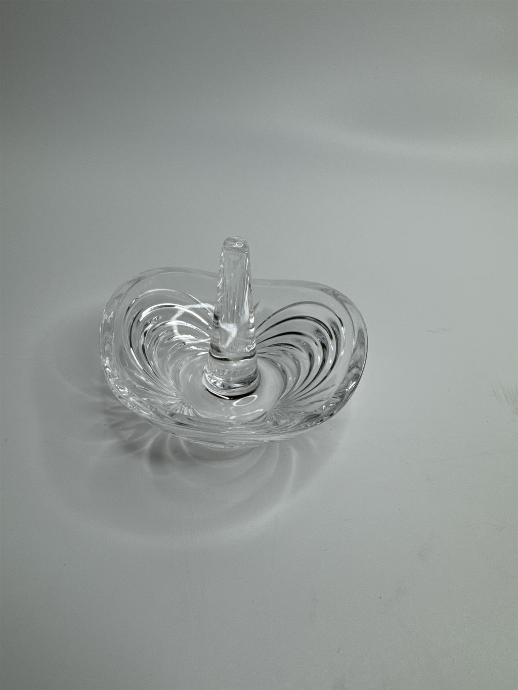 Vintage Clear Crystal Glass Ring Holder Jewelry Dish 3" Wide Trinket Holder