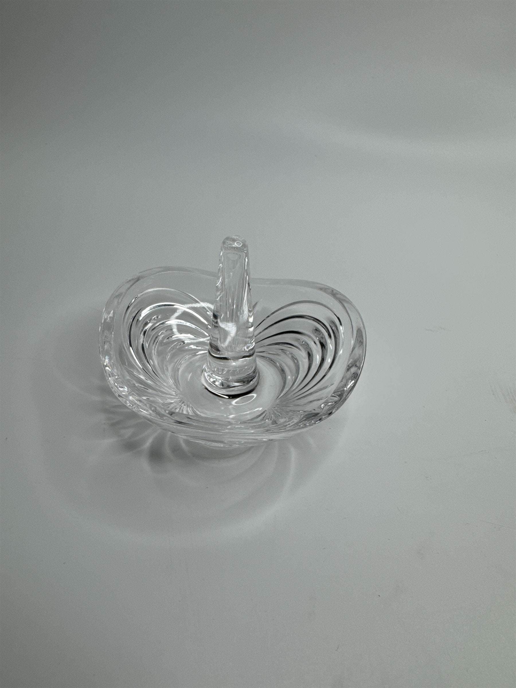 Vintage Clear Crystal Glass Ring Holder Jewelry Dish 3" Wide Trinket Holder