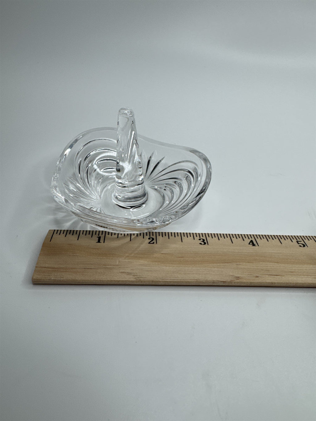 Vintage Clear Crystal Glass Ring Holder Jewelry Dish 3" Wide Trinket Holder