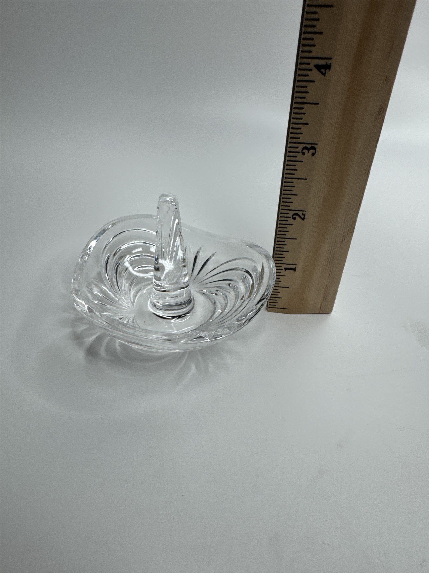 Vintage Clear Crystal Glass Ring Holder Jewelry Dish 3" Wide Trinket Holder