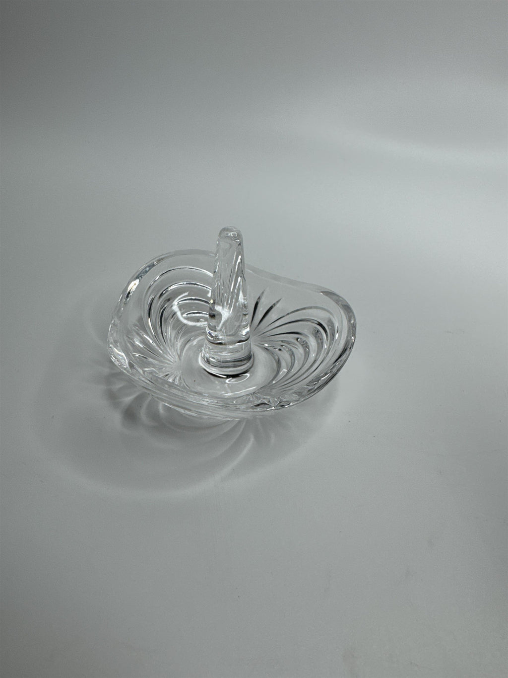 Vintage Clear Crystal Glass Ring Holder Jewelry Dish 3" Wide Trinket Holder
