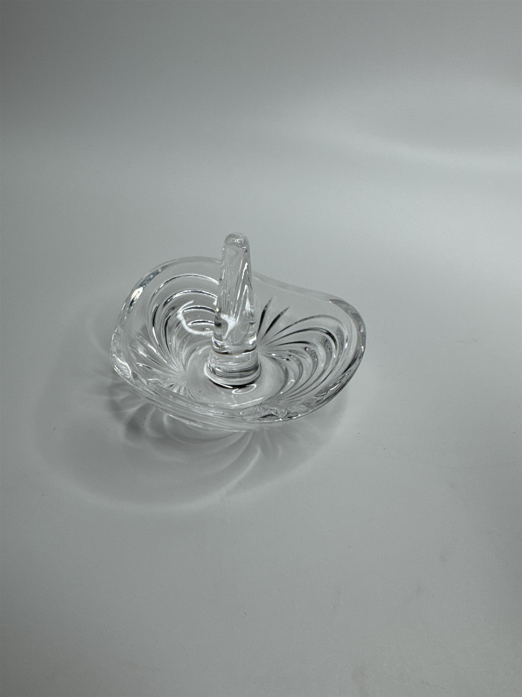 Vintage Clear Crystal Glass Ring Holder Jewelry Dish 3" Wide Trinket Holder