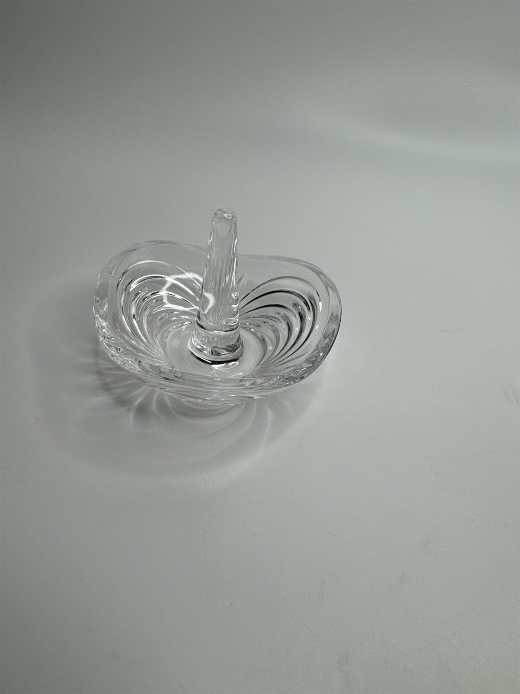 Vintage Clear Crystal Glass Ring Holder Jewelry Dish 3" Wide Trinket Holder