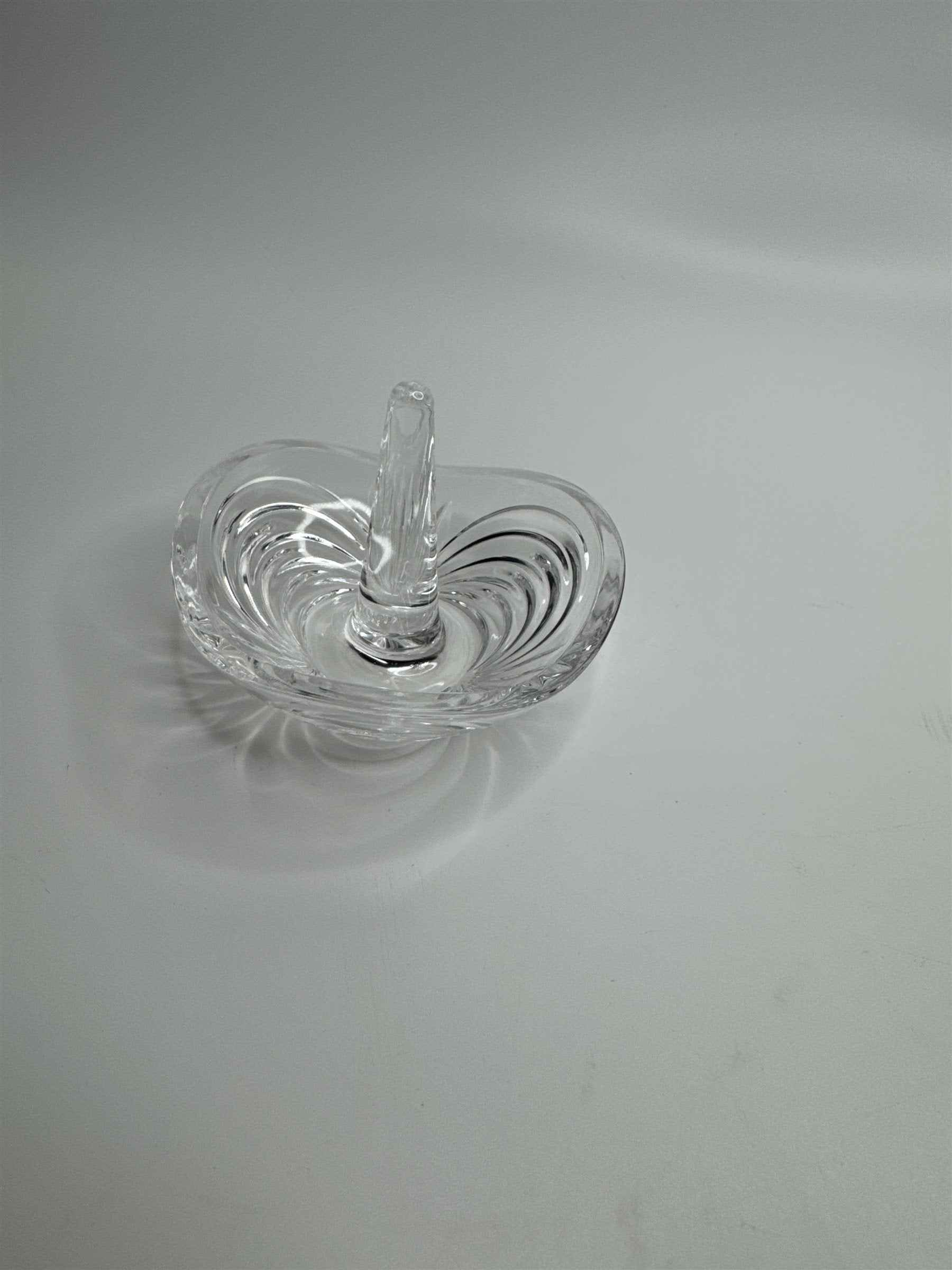 Vintage Clear Crystal Glass Ring Holder Jewelry Dish 3" Wide Trinket Holder