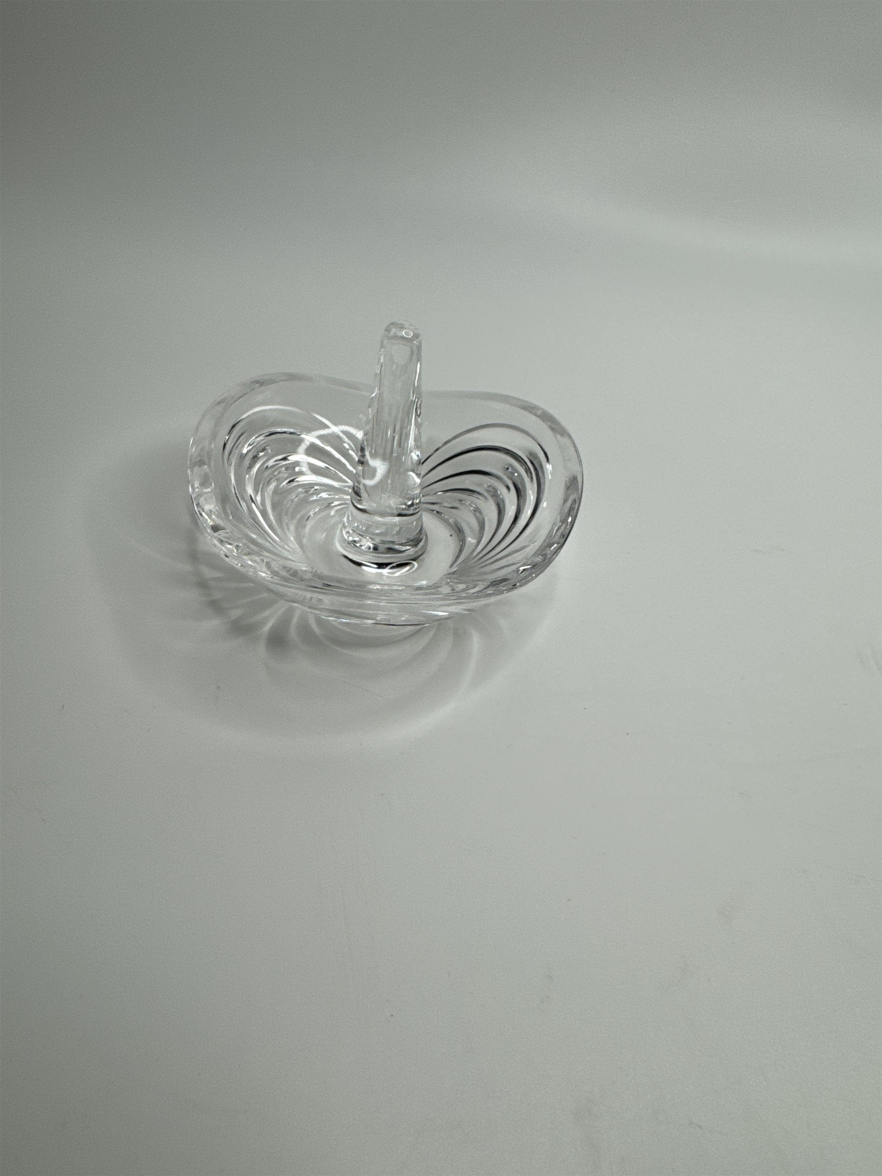 Vintage Clear Crystal Glass Ring Holder Jewelry Dish 3" Wide Trinket Holder