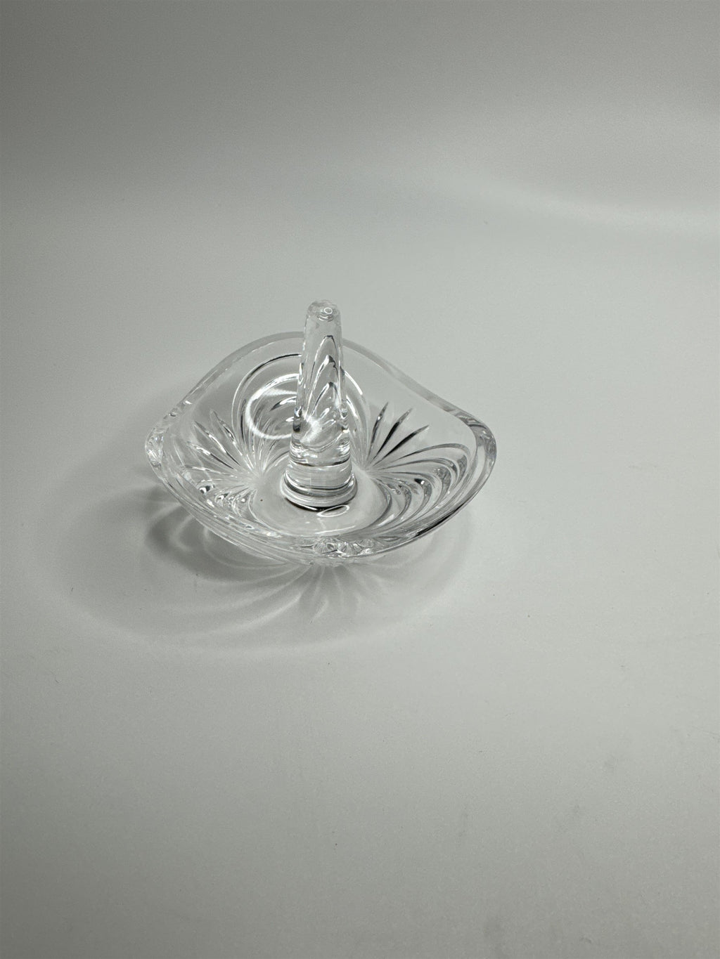 Vintage Clear Crystal Glass Ring Holder Jewelry Dish 3" Wide Trinket Holder