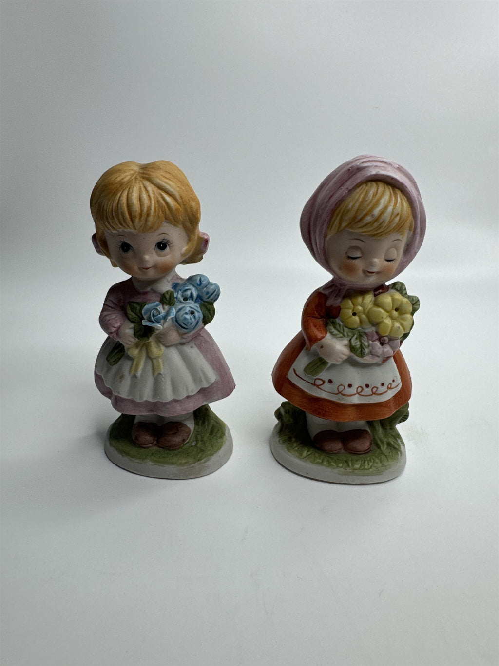 Set of 2 1980 CMA Inc Flower Girl Spring Figurines