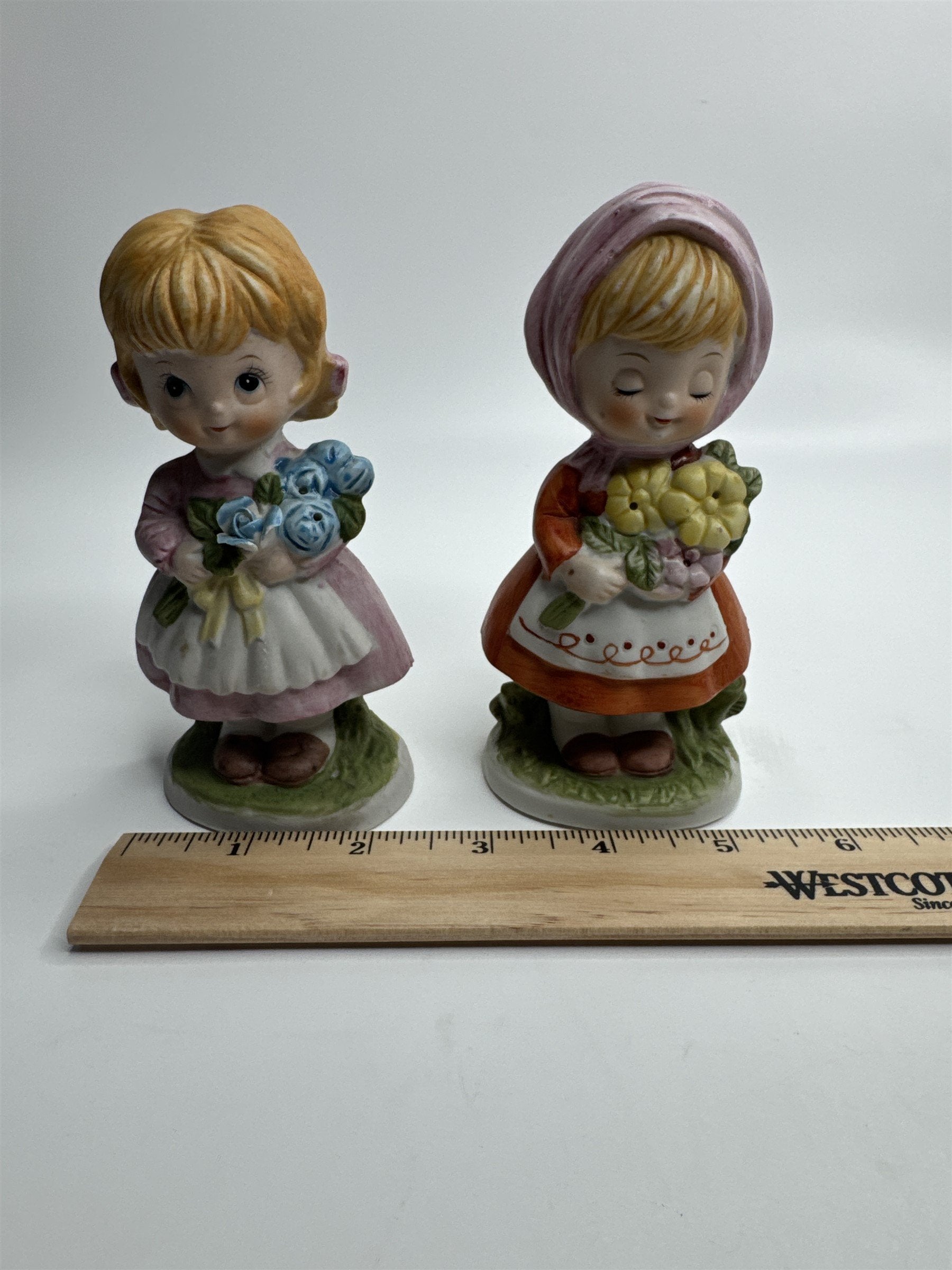 Set of 2 1980 CMA Inc Flower Girl Spring Figurines