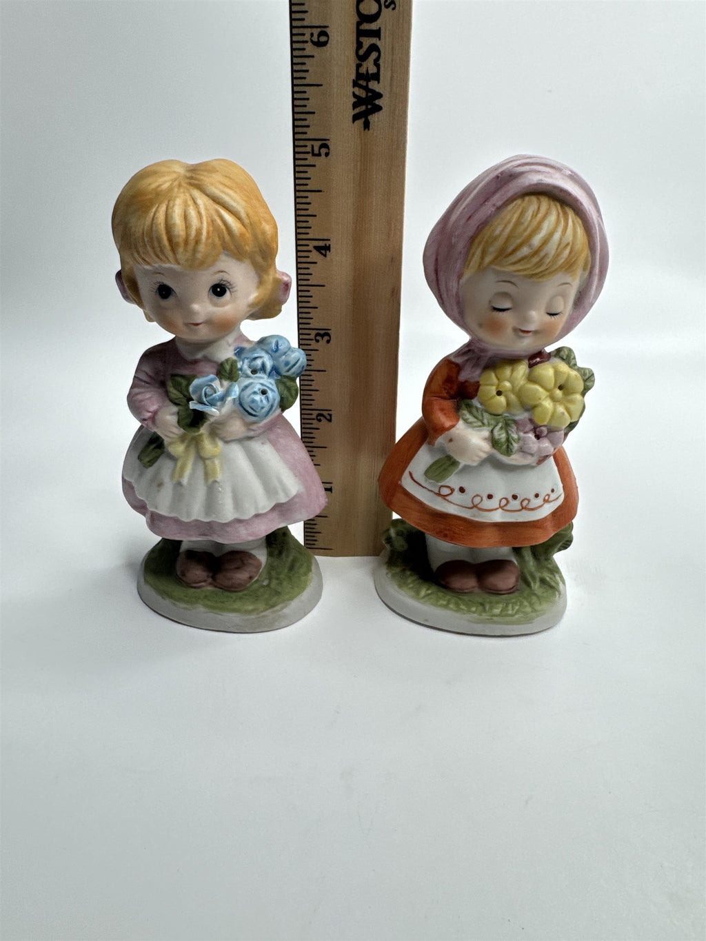 Set of 2 1980 CMA Inc Flower Girl Spring Figurines
