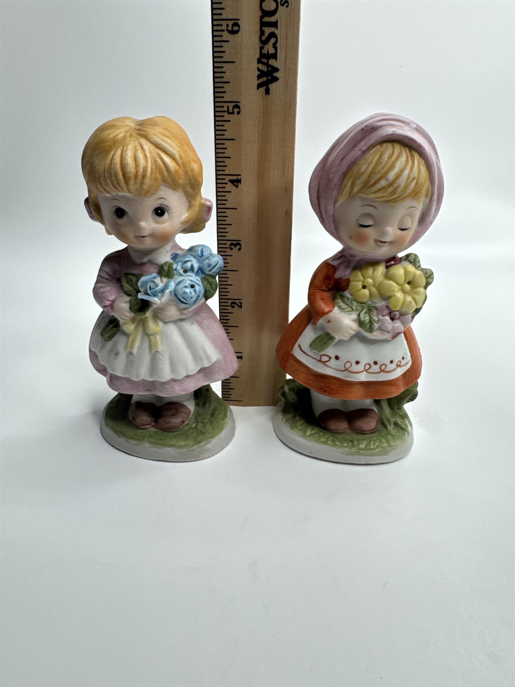 Set of 2 1980 CMA Inc Flower Girl Spring Figurines