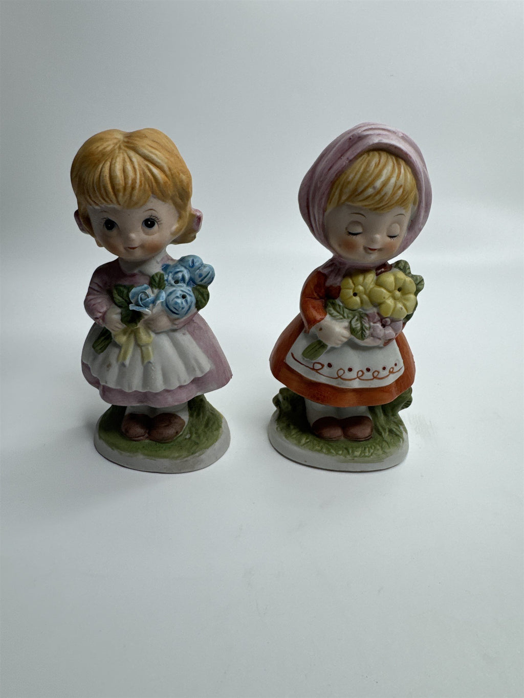 Set of 2 1980 CMA Inc Flower Girl Spring Figurines