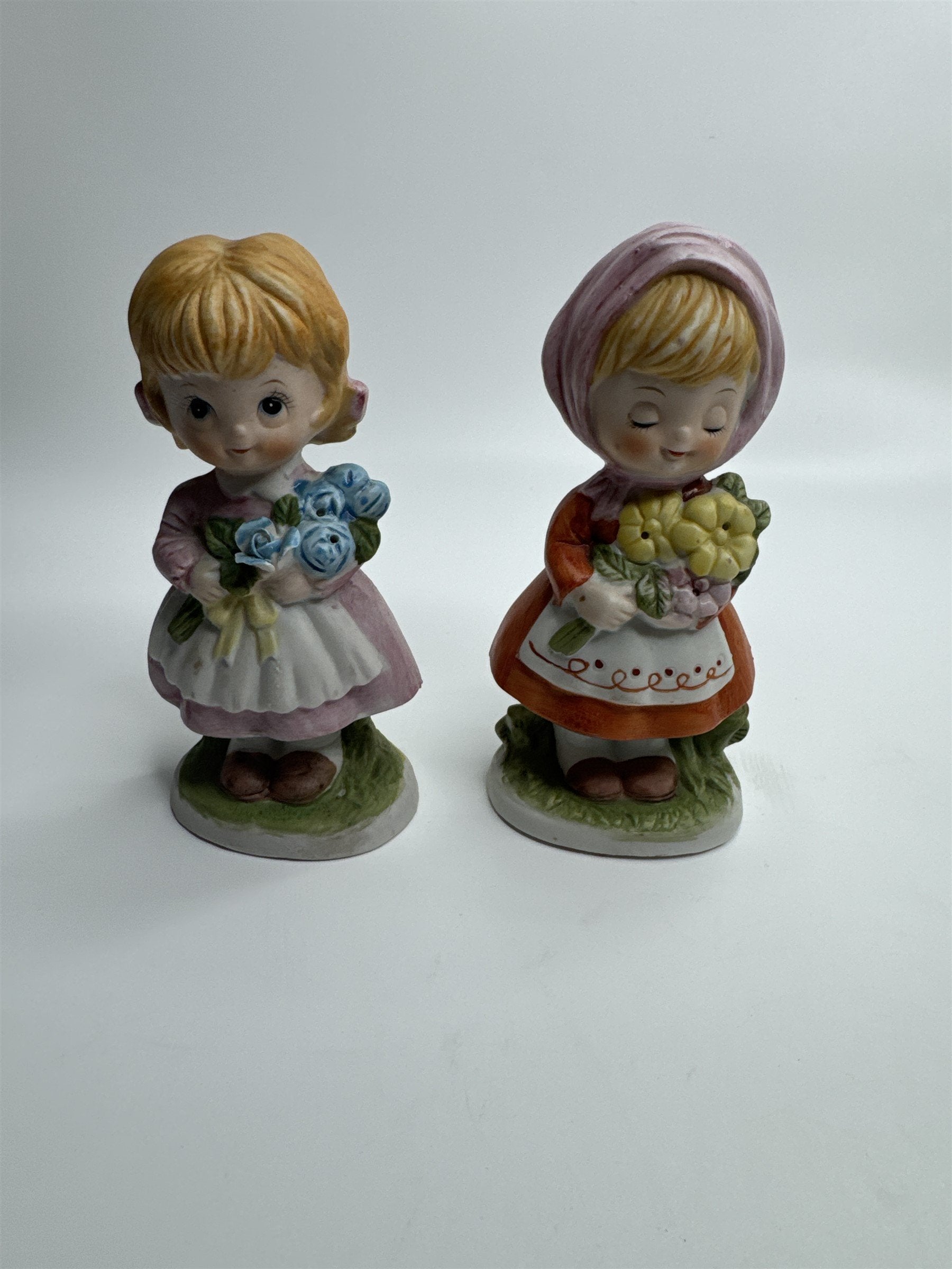 Set of 2 1980 CMA Inc Flower Girl Spring Figurines