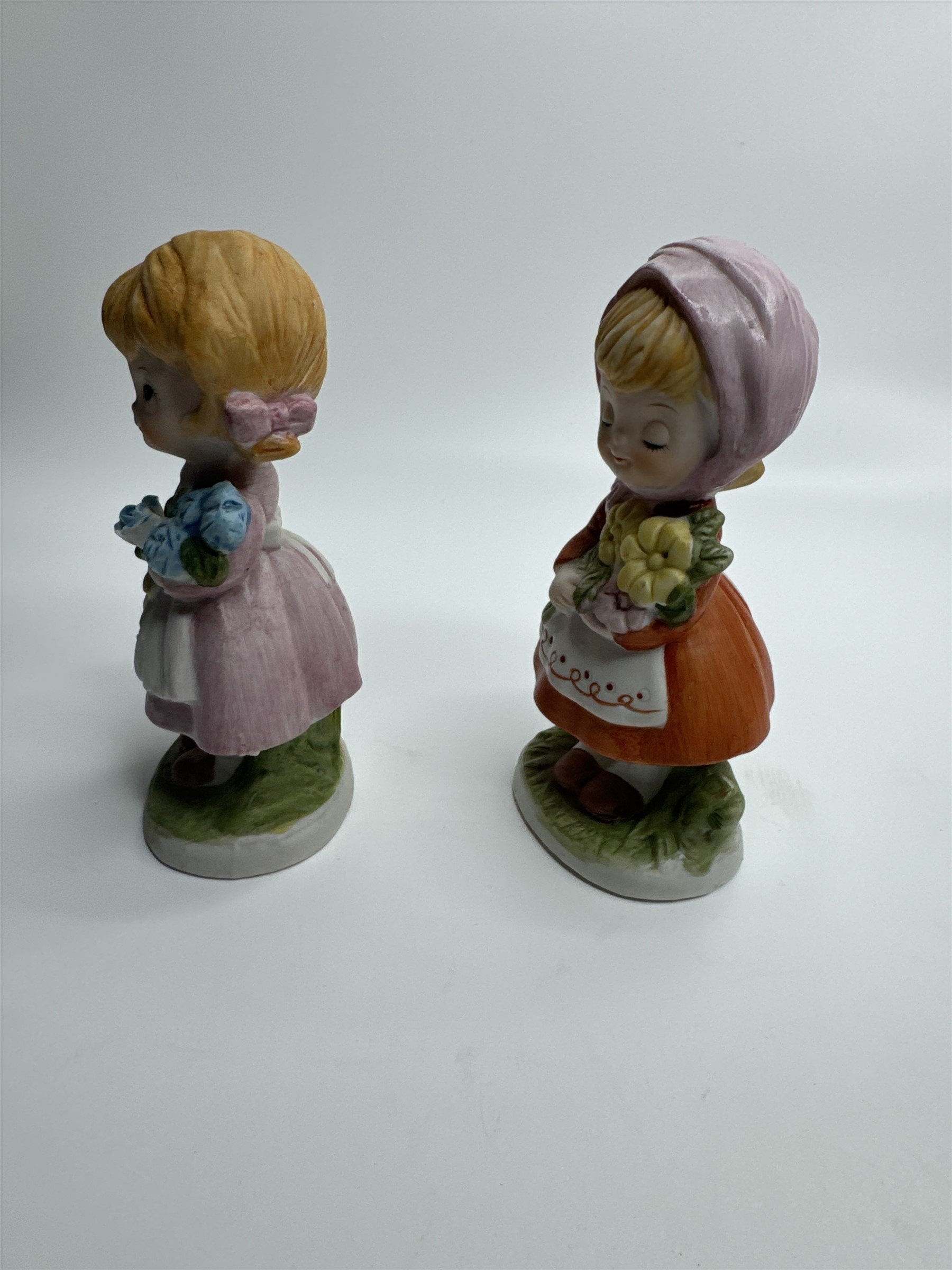 Set of 2 1980 CMA Inc Flower Girl Spring Figurines