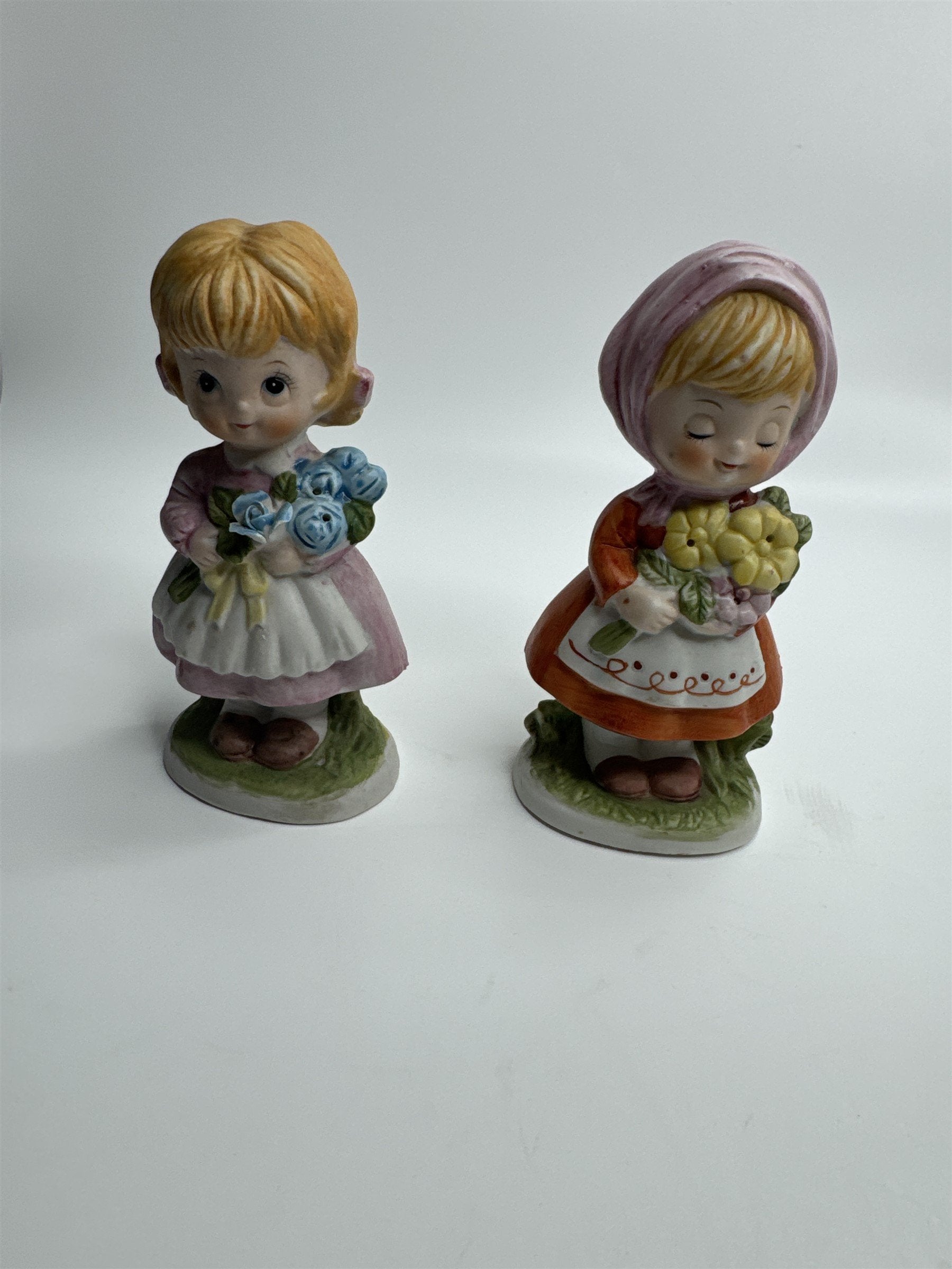 Set of 2 1980 CMA Inc Flower Girl Spring Figurines