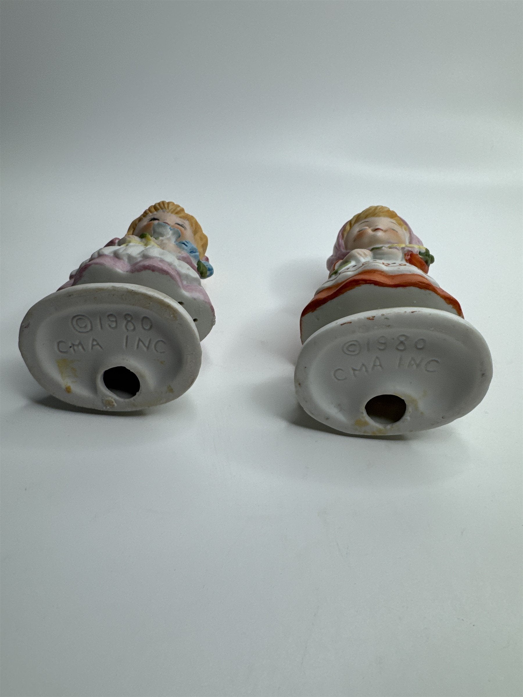Set of 2 1980 CMA Inc Flower Girl Spring Figurines