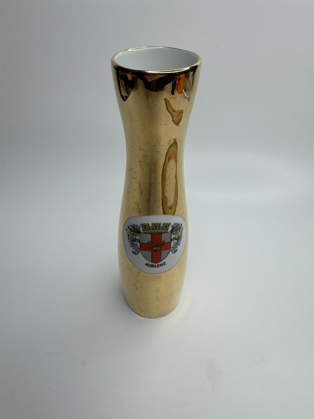 Gold Floral Bud Vase Koblenz Gerold Porzeuak Bavaria PORZELLAN Floral Etch Vase