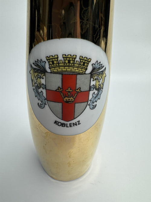 Gold Floral Bud Vase Koblenz Gerold Porzeuak Bavaria PORZELLAN Floral Etch Vase