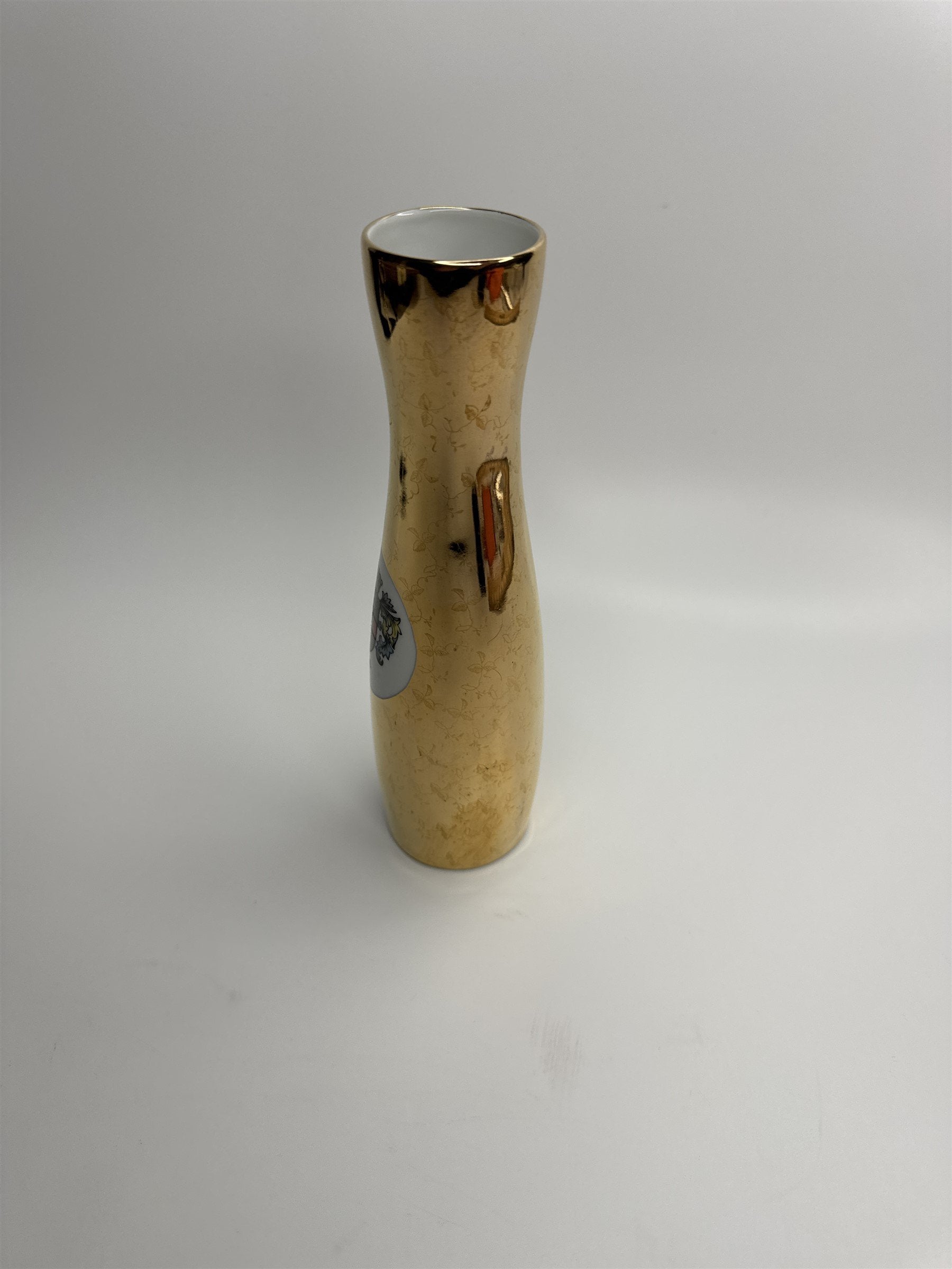 Gold Floral Bud Vase Koblenz Gerold Porzeuak Bavaria PORZELLAN Floral Etch Vase