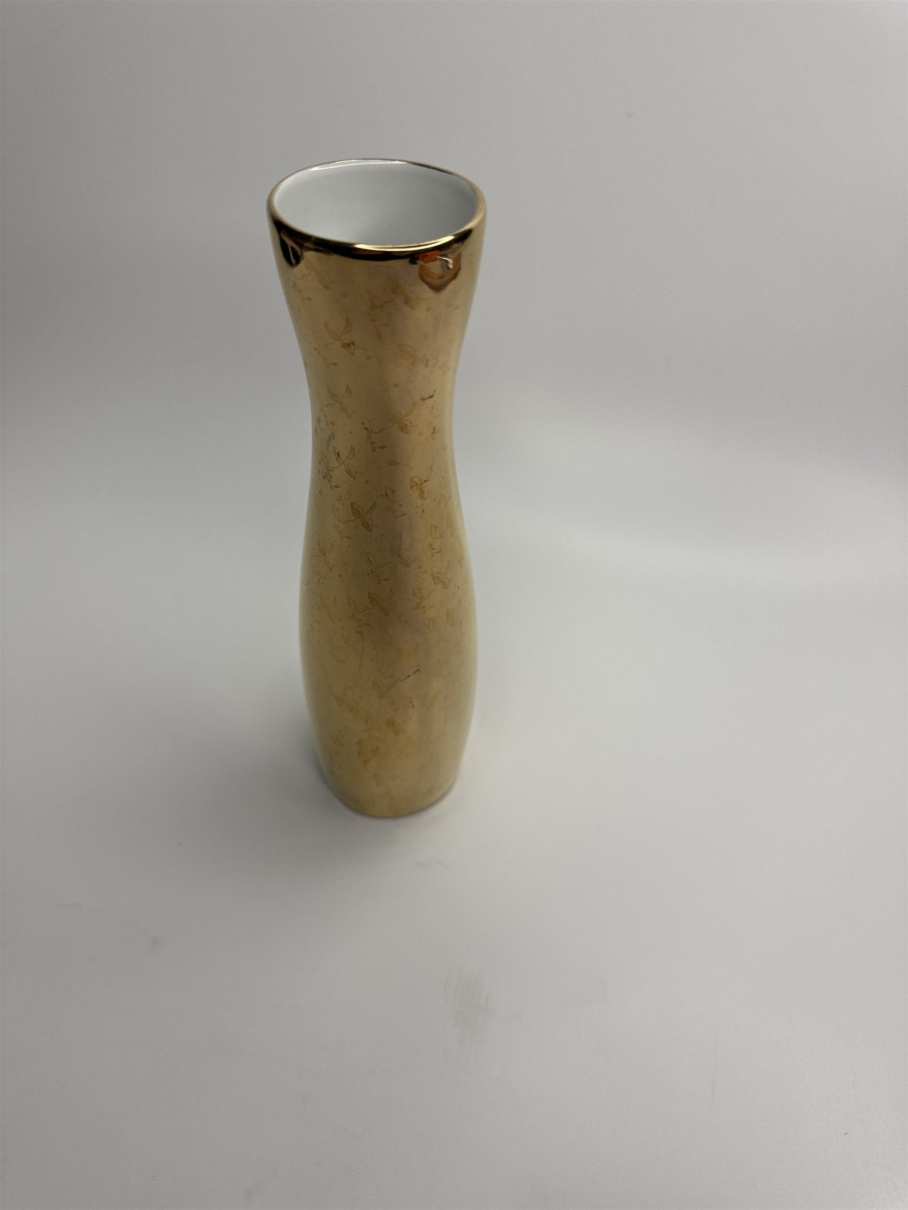 Gold Floral Bud Vase Koblenz Gerold Porzeuak Bavaria PORZELLAN Floral Etch Vase