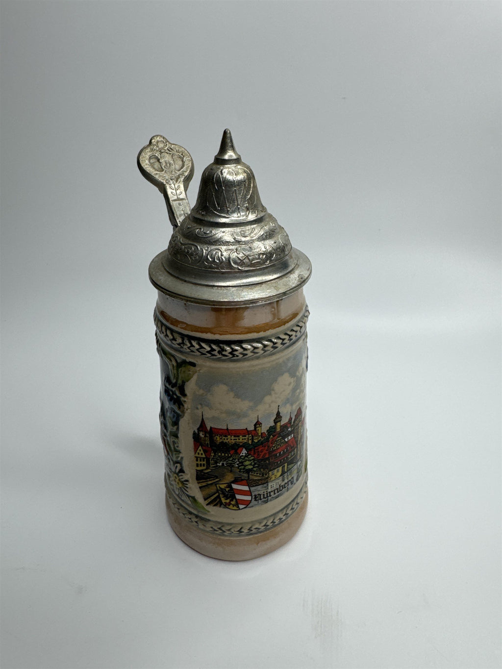 Vintage Gerzit Gerz Ceramic Covered Lidded Beer Stein Seestadt Germany 6.5"