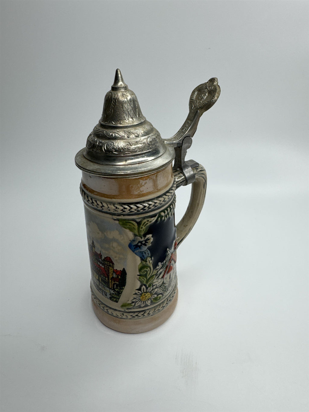 Vintage Gerzit Gerz Ceramic Covered Lidded Beer Stein Seestadt Germany 6.5"