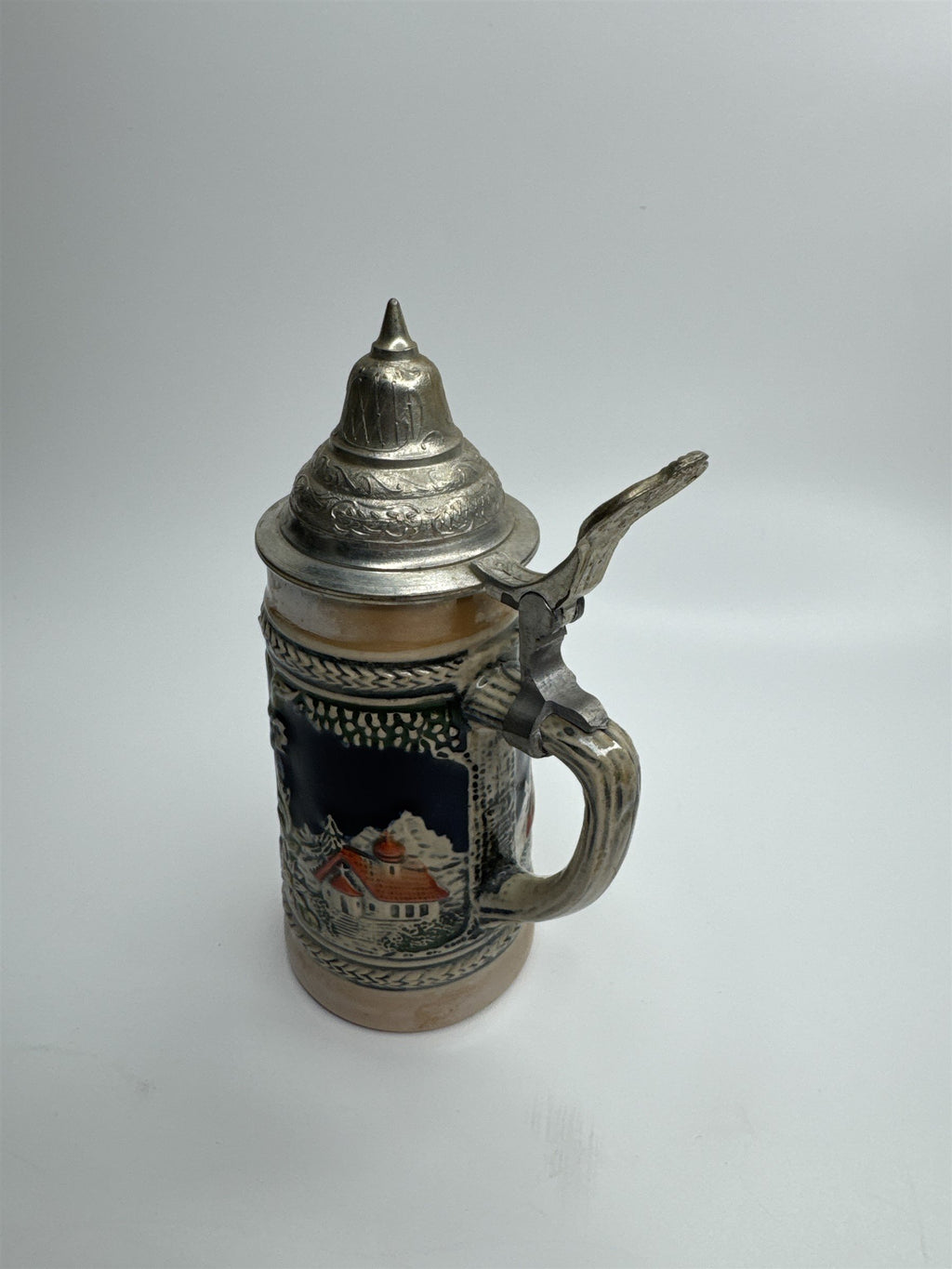 Vintage Gerzit Gerz Ceramic Covered Lidded Beer Stein Seestadt Germany 6.5"