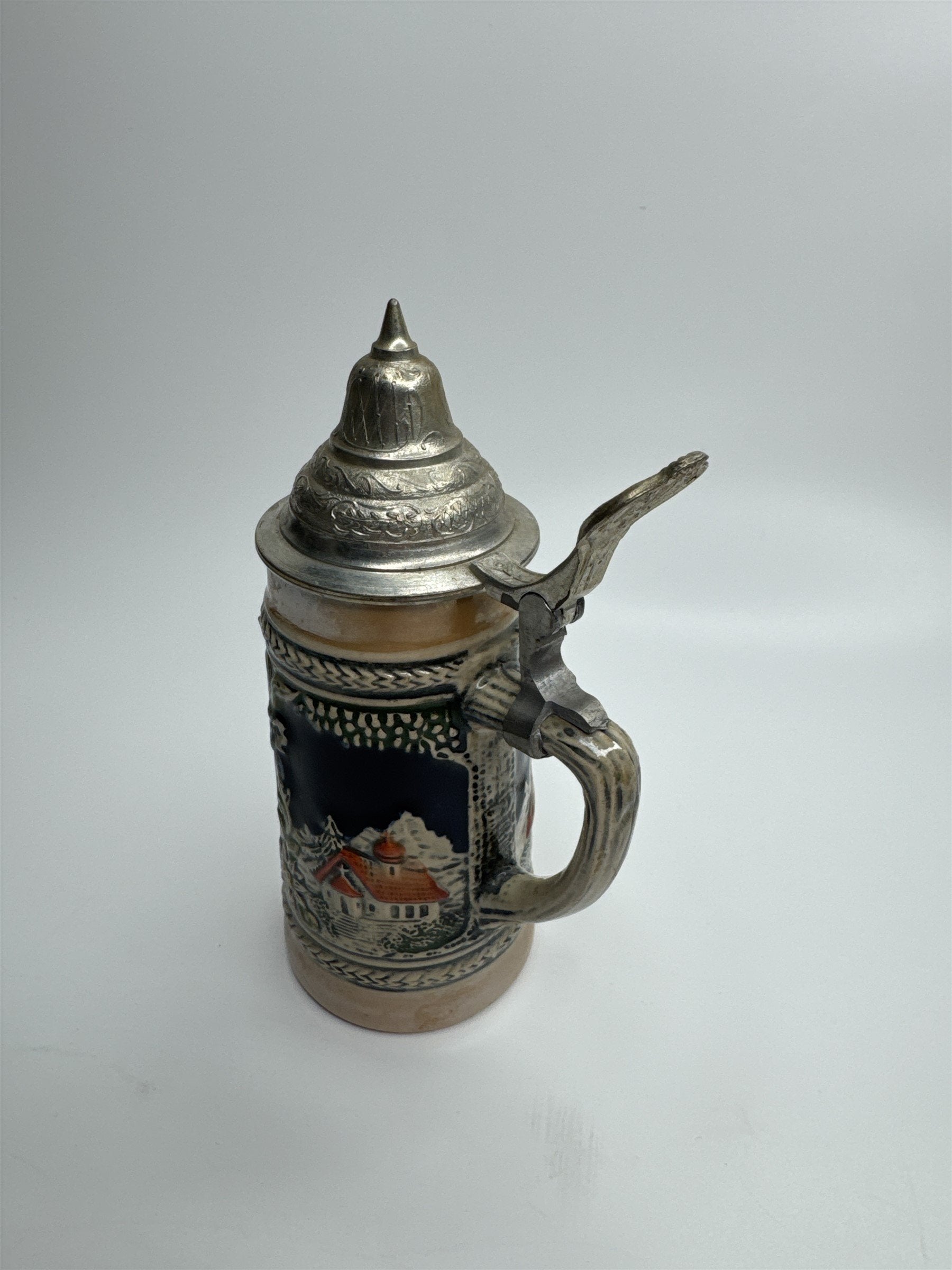 Vintage Gerzit Gerz Ceramic Covered Lidded Beer Stein Seestadt Germany 6.5"