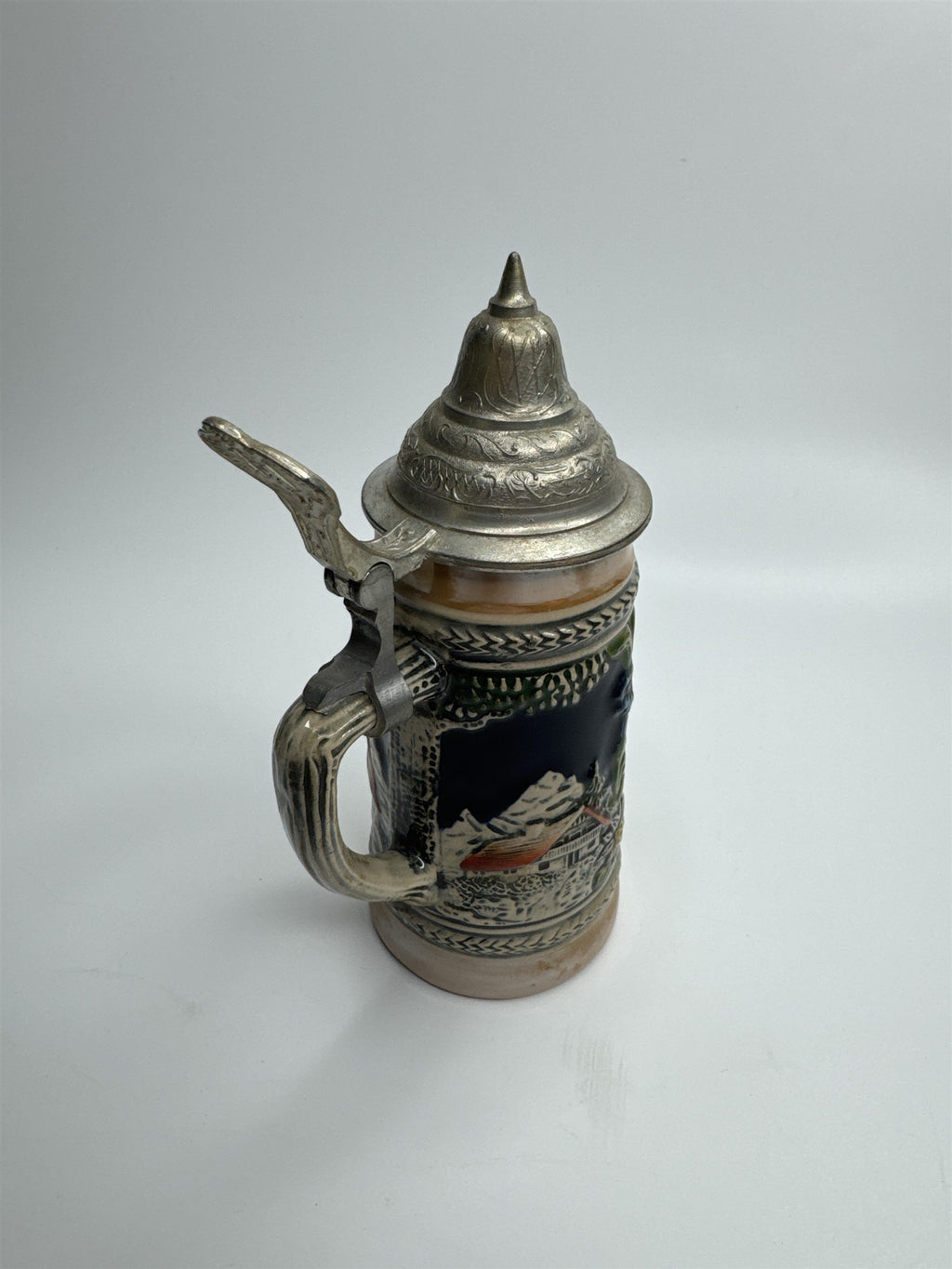Vintage Gerzit Gerz Ceramic Covered Lidded Beer Stein Seestadt Germany 6.5"