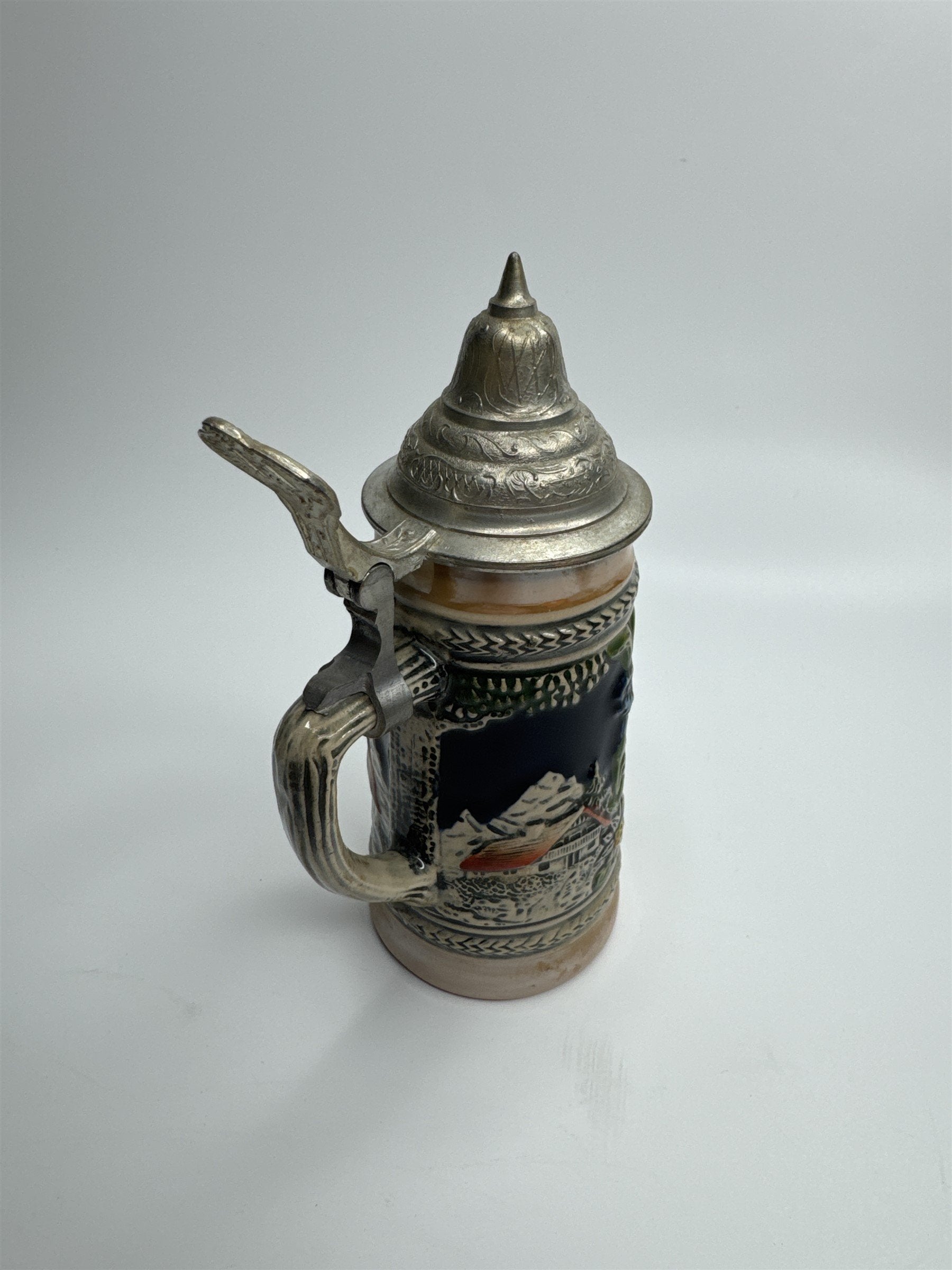 Vintage Gerzit Gerz Ceramic Covered Lidded Beer Stein Seestadt Germany 6.5"