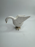 Vintage Norcrest Japan Swan Figurine Flapping Wings Blue Eyes Showing Feathers