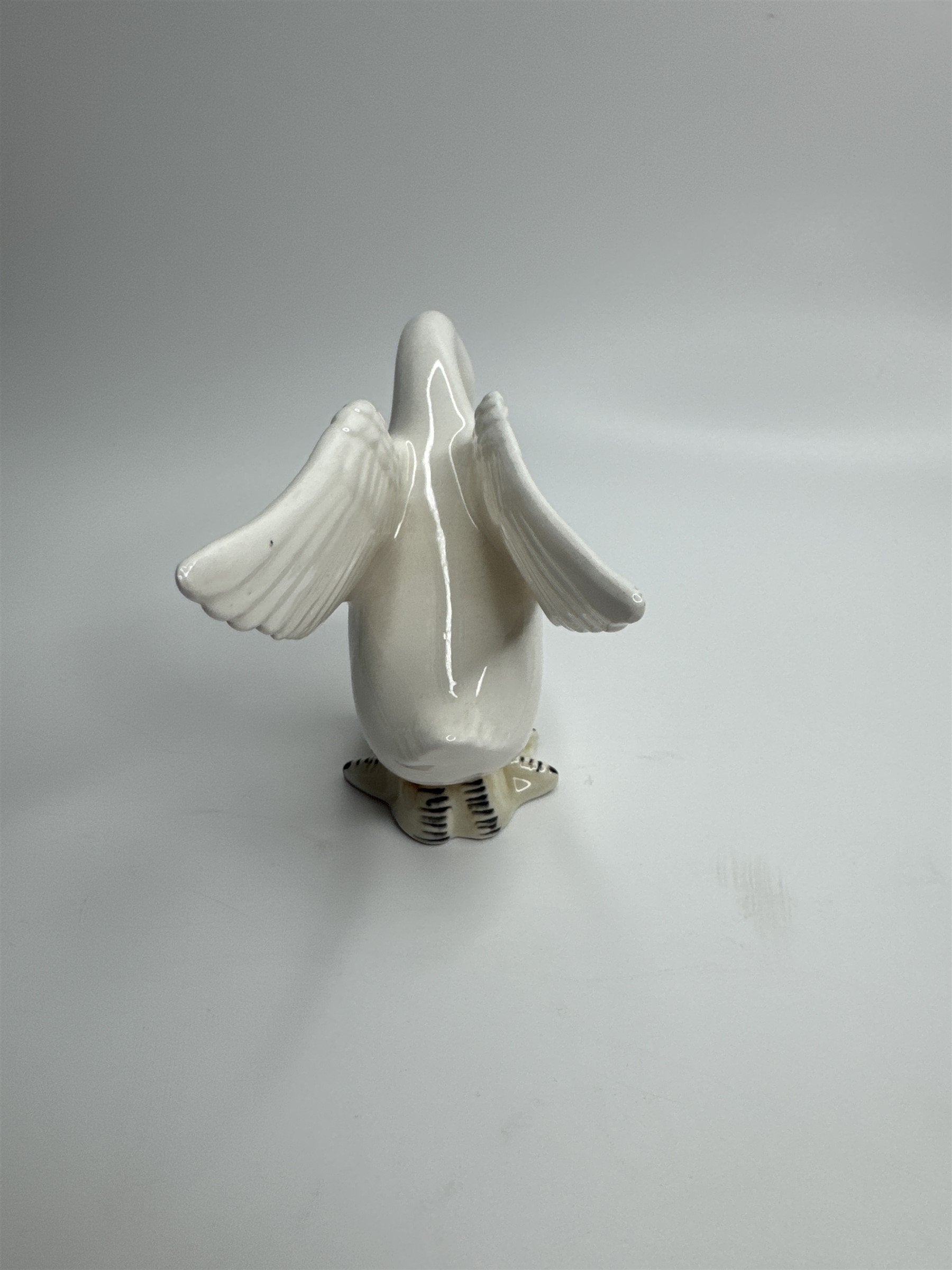 Vintage Norcrest Japan Swan Figurine Flapping Wings Blue Eyes Showing Feathers