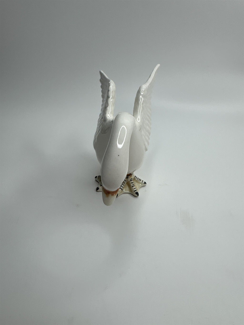 Vintage Norcrest Japan Swan Figurine Flapping Wings Blue Eyes Showing Feathers
