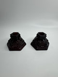Vintage Avon Cape Cod Collection Ruby Red Glass Candle Holder Set of 2