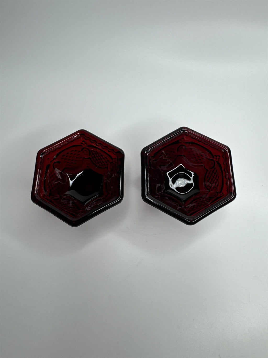 Vintage Avon Cape Cod Collection Ruby Red Glass Candle Holder Set of 2