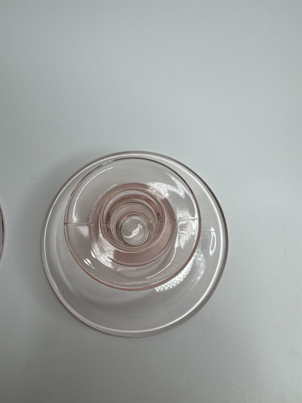 Vintage Depression Glass Pink Taper Candlestick Holders Clear Set of 2