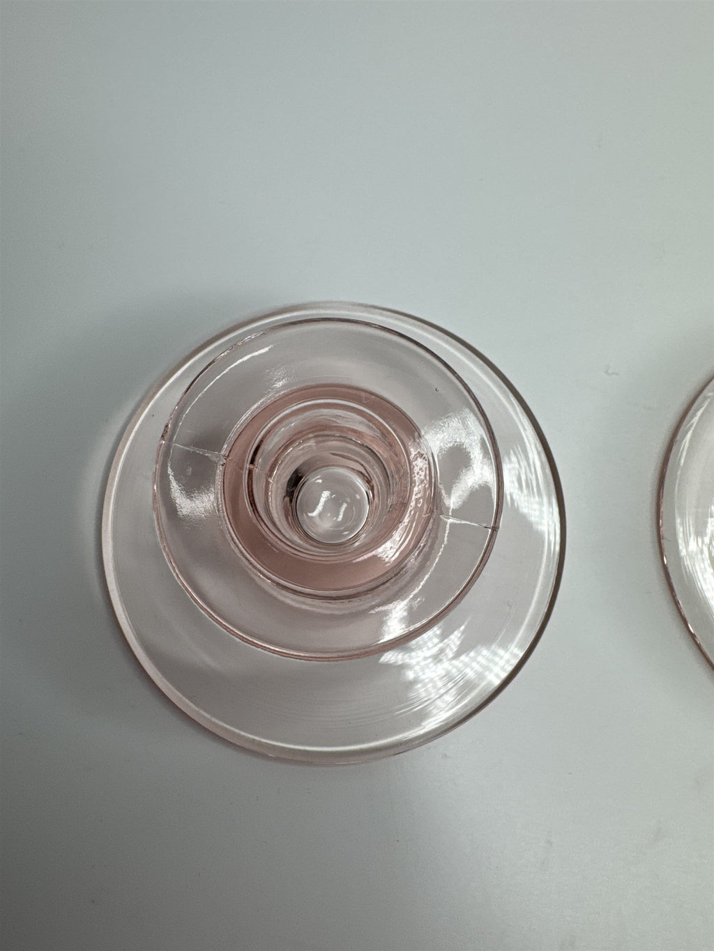 Vintage Depression Glass Pink Taper Candlestick Holders Clear Set of 2
