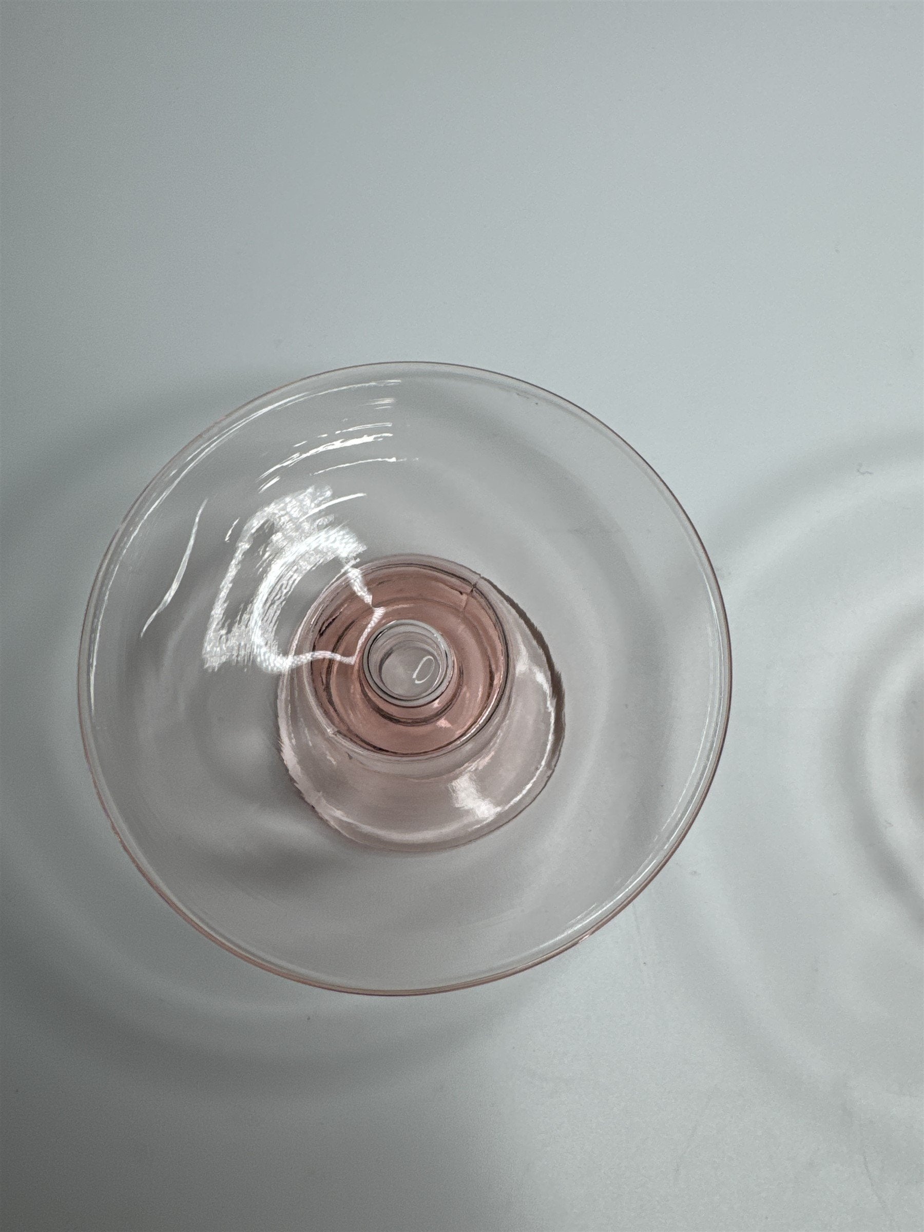 Vintage Depression Glass Pink Taper Candlestick Holders Clear Set of 2