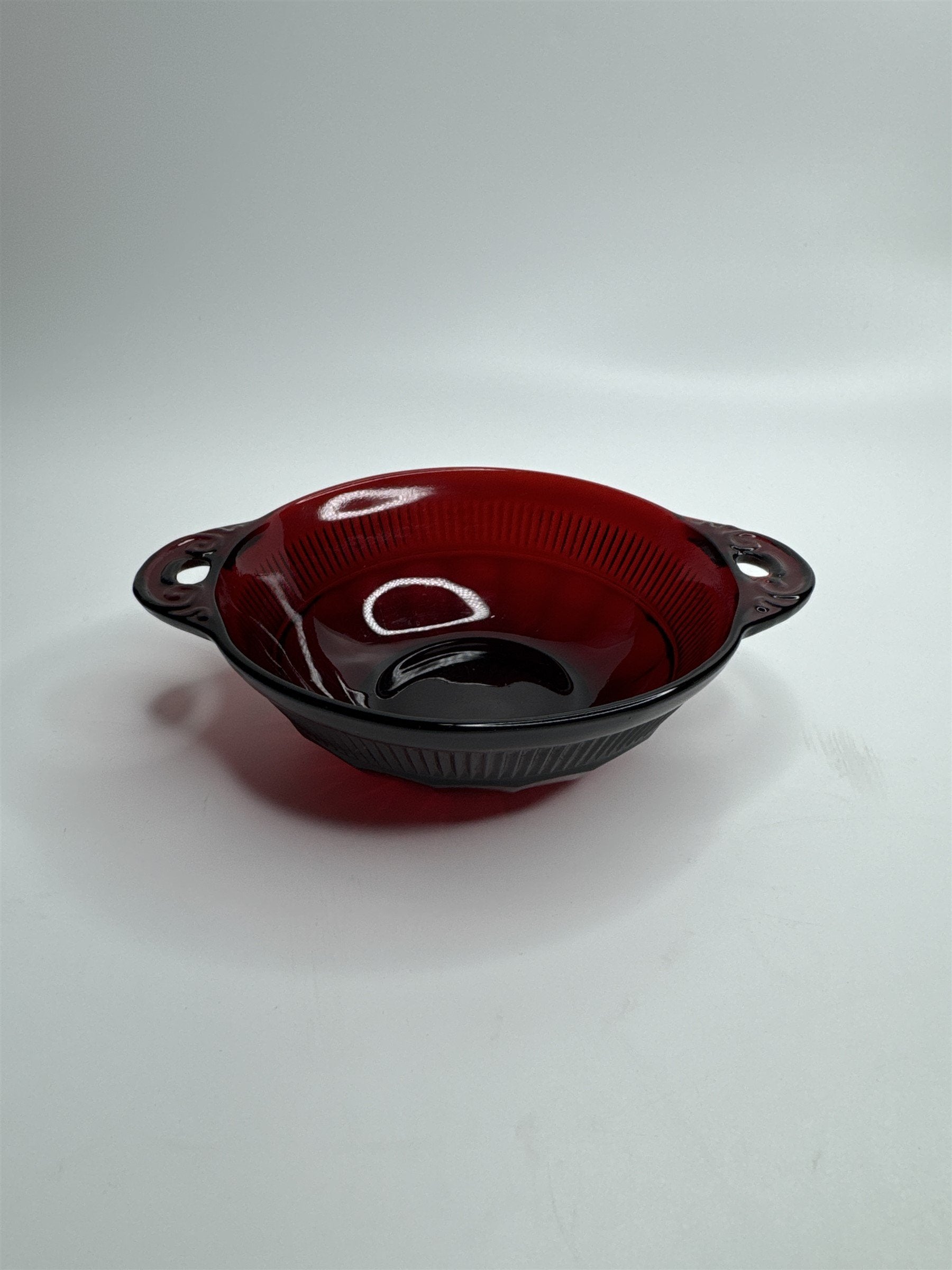 Vintage Anchor Hocking Royal Ruby Depression Glass Berry Coronation Bowl EUC