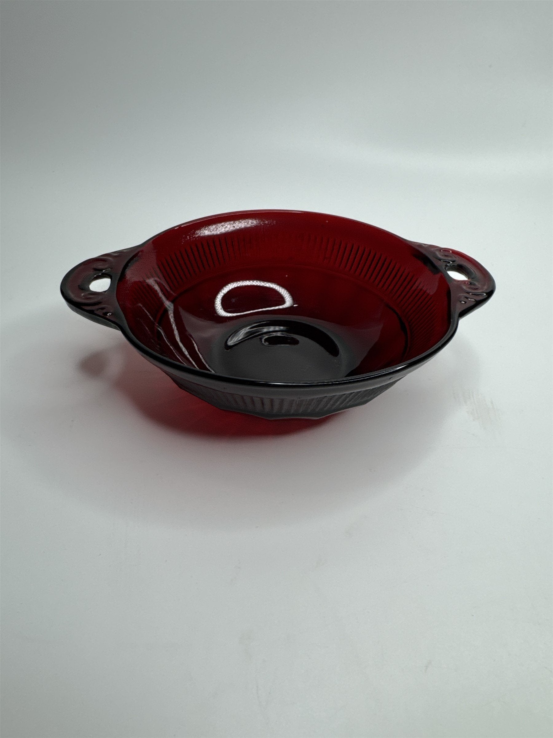 Vintage Anchor Hocking Royal Ruby Depression Glass Berry Coronation Bowl EUC