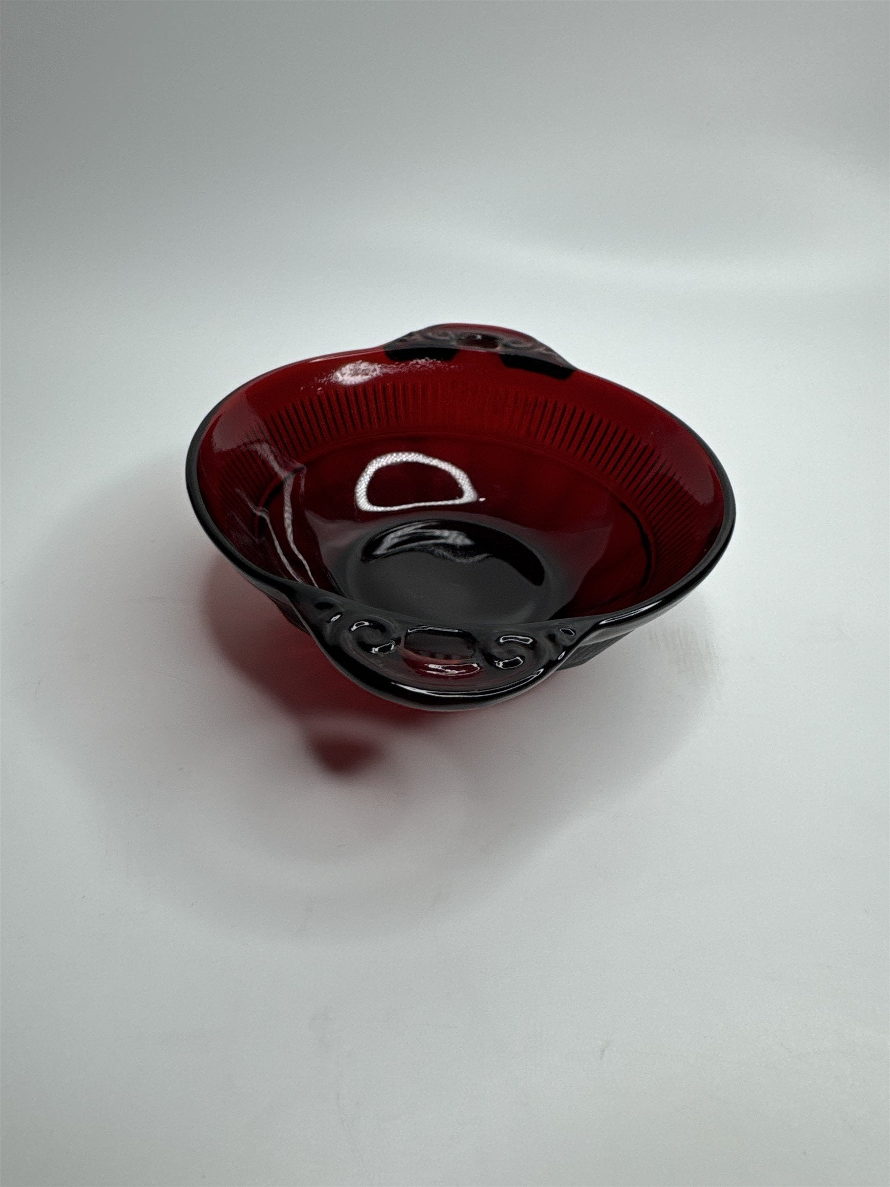 Vintage Anchor Hocking Royal Ruby Depression Glass Berry Coronation Bowl EUC