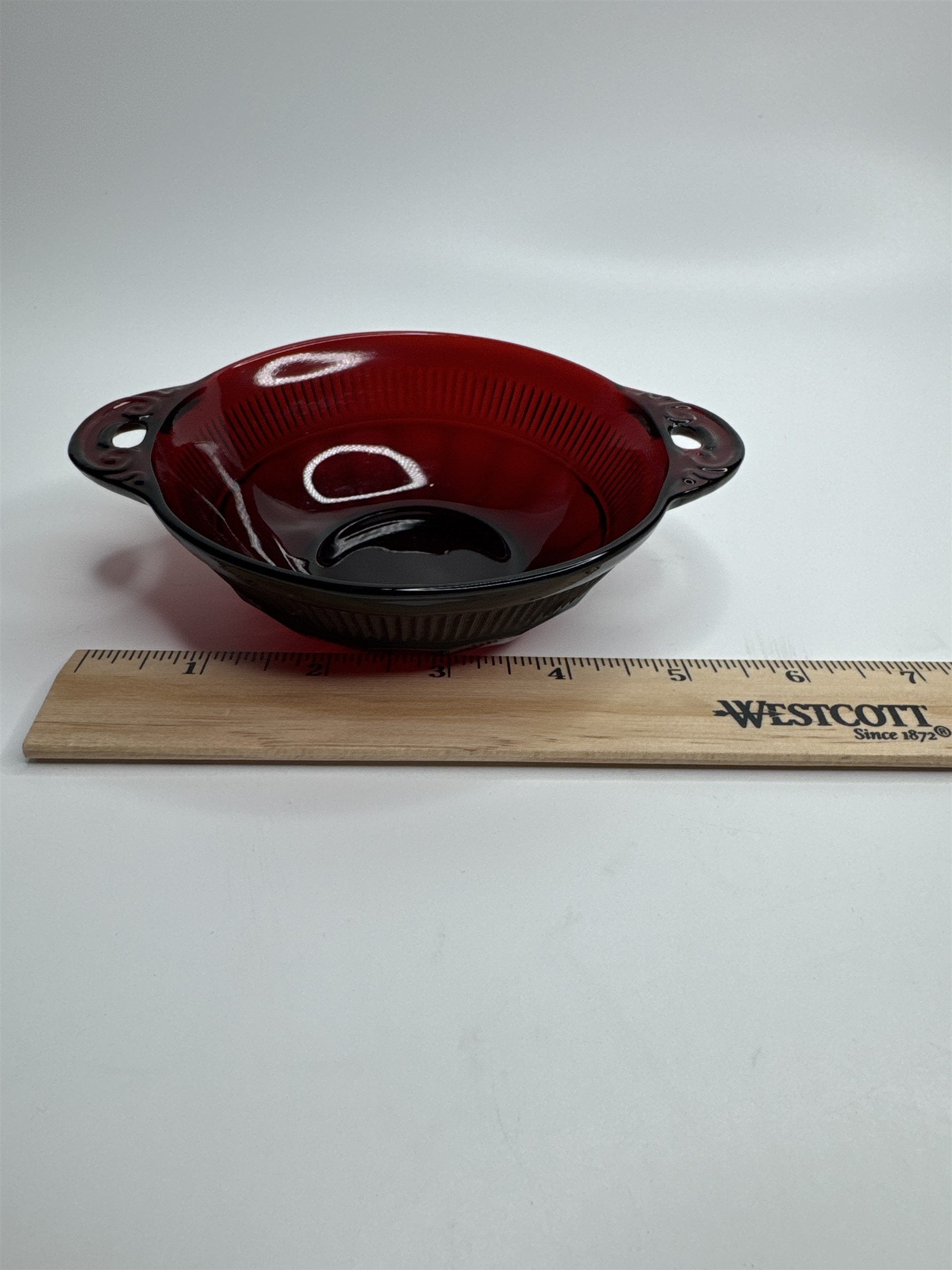 Vintage Anchor Hocking Royal Ruby Depression Glass Berry Coronation Bowl EUC